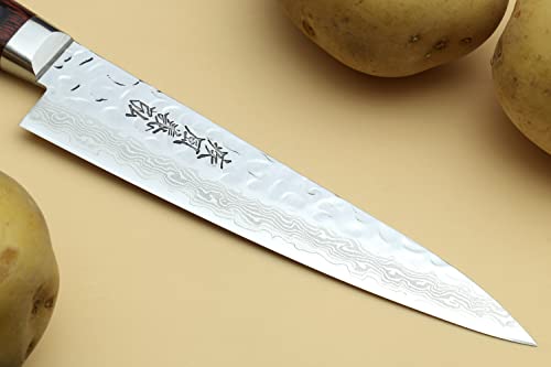 VG10 16 Layer Hammered Damascus Stainless Steel Petty Utility Knife (Petty 5.3'' (135mm) / Mahogany Handle)