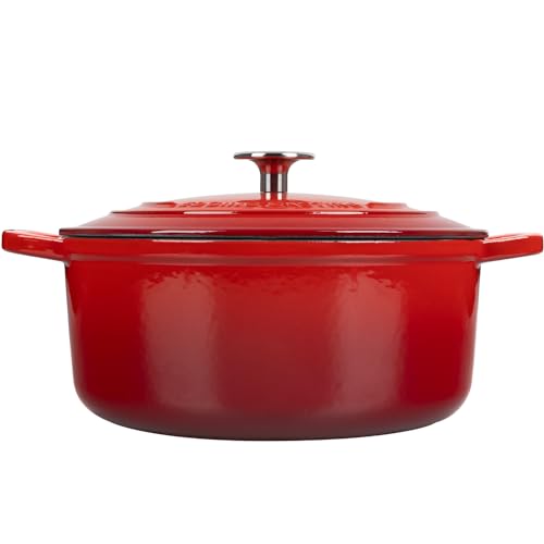 Enameled Cast Iron Dutch Oven Pot with Lid (Red / 7QT)