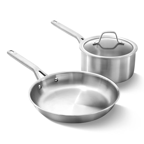 Brushed 3 Ply Stainless Steel Cookware Set w (3-Piece Set)