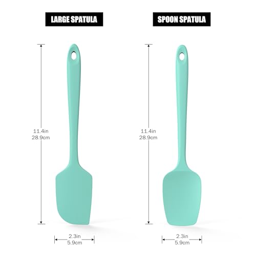 600°F Heat Resistant Silicone Spatula Spoonula (Flat & Spoon Spatulas / Aqua Sky)