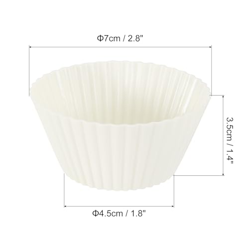 12Pcs Silicone Cupcake Liners (White / 2.8")
