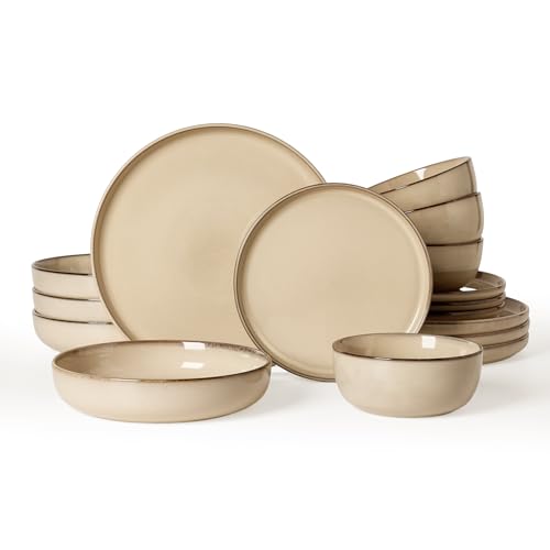 Milkyway 16 Piece Dinnerware Set with Pasta Bowls (Milk Tea / Service for 4 (Include Pasta Bowls))