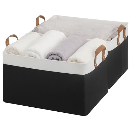 Fabric Storage Bins (Black and White / 19" L x 13 ¼" W x 11" H)