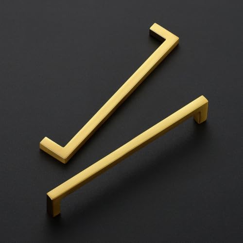 Gold Cabinet Handles Solid Cabinet Pulls (Gold / Flat Black 6-1/4'' Hole Center)