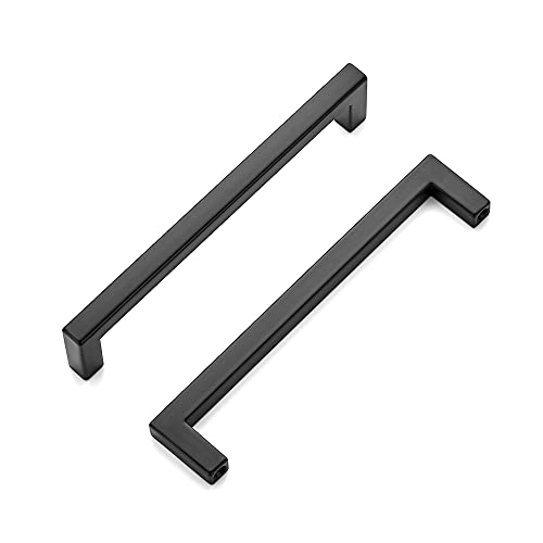 Matte Black Cabinet Handles Solid Cabinet Pulls (Black / Flat Black 5" Hole Center)
