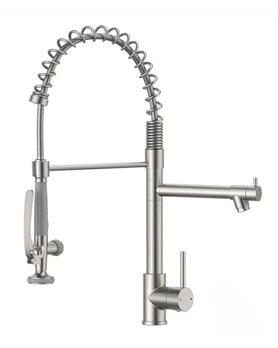 Commercial Pull Down Kitchen Sink Faucet with Sprayer Brushed Nickel (Brushed Nickel)
