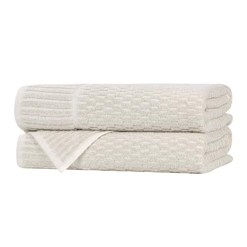 Juno Viscose Cotton Blend Medium Weight Towels (2 Piece Bath Towel Set / Beige)