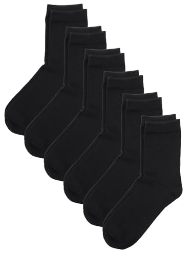 Unisex Kids Boys Girls Soft Cotton School Socks 10 (X-Large / Black)