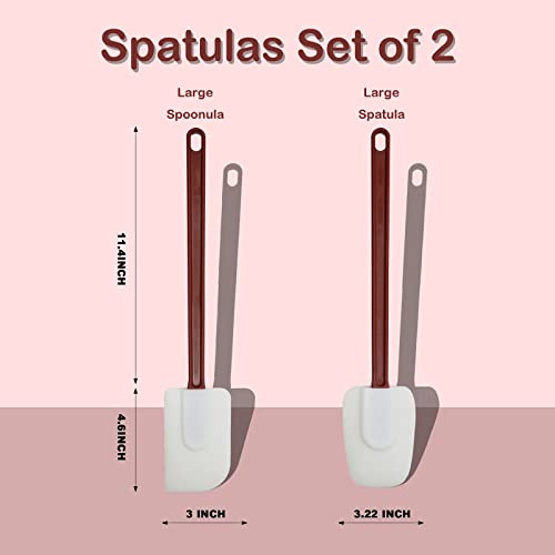 16.5 INCH Silicone Spatulas Heat Resistant Heavy Duty Rubber Spatulas Commercial Spatulas Set for Kitchen Use Silicone Cooking Utensils Sets of 2 (16.5 inch)