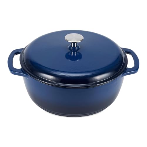 Enameled Cast Iron Dutch Oven Pot with Lid (Navy / 6-Quart)