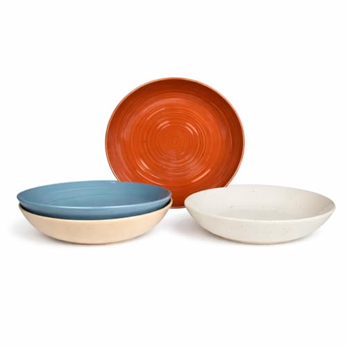 Siterra Painter's Palette Stoneware Pasta Bowls (Rustic Mix / Pasta Bowl Set)