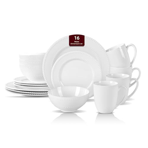 HomeVss New Bone China Dinnerware Set (Pearl / Service for 4 - 16pc Set)