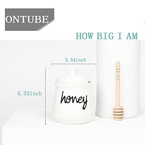 12 oz Honey Jar with Dipper and Lid (White)