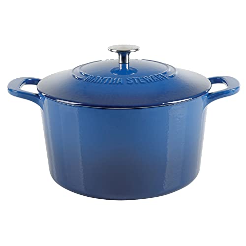 Gatwick 7 Quart Enamel Cast Iron Dutch Oven Pot with Lid (Classic Blue / 7-Quart)