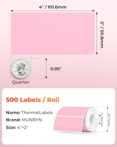 4x2 Thermal Labels (Pink / 4x2")