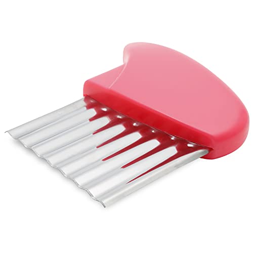 Stainless Steel Potato Crinkle Cutter Knife (Pink)