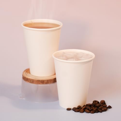 Coffee Cups 12 oz 100 Count Disposable Paper Coffee Cups White (White - 12 oz)