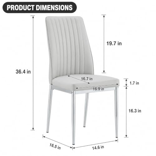 Modern Dining Chairs Gray PU Leather Kitchen Chairs Set of 4 (S- Gray)