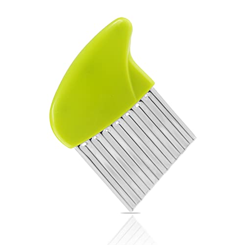 Stainless Steel Potato Crinkle Cutter Carrot Wavy Knife French Fry Slicer Vegetable Wavy Chopper (Green)