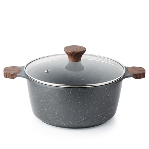 Nonstick Stock Pot with Lid (4.5 Quarts / Gray)