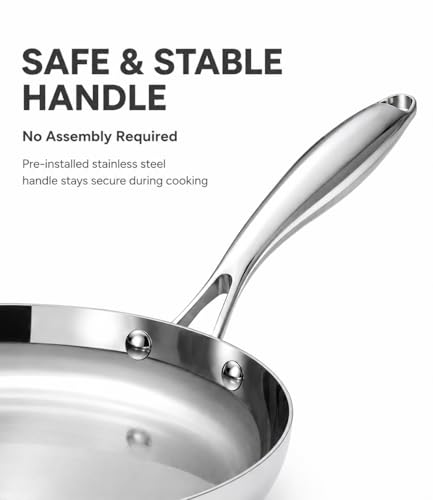 Stainless Steel Frying Pan 8 Inch with Lid (Stainless Steel / 8IN)