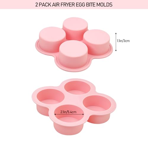 Air Fryer Egg Bite Molds 2 Pack Silicone 4 Cup Non Stick Pink