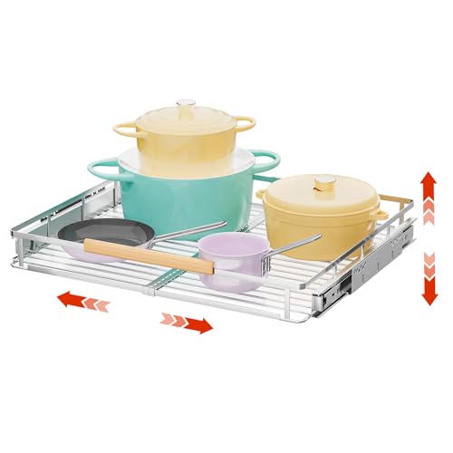 Expandable Pull Out Cabinet Organizer (Large, 17.1~28''W x 22.5''D/Side-Mount / 1 Pack)