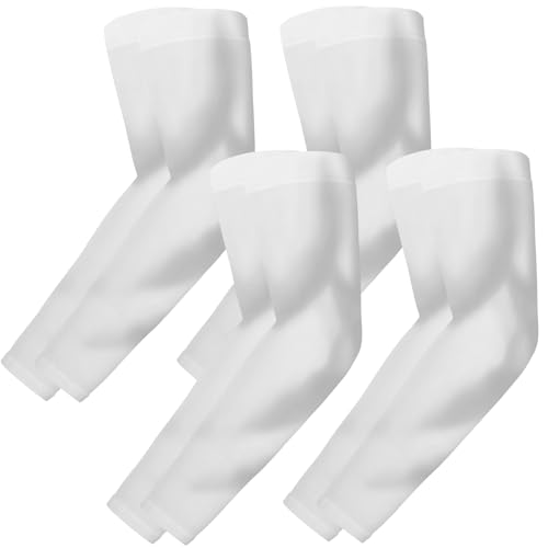 Cooling Arm Sleeves for Men Women (4 Pairs White)