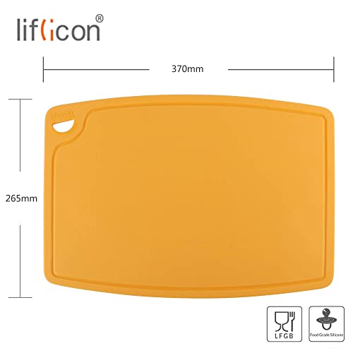 Extra Large Thick Silicone Cutting Boards for Kitchen 14.6'' x 10.43'' Flexible Cutting Chopping Boards (14.6"L x 10.4"W / Yellow)