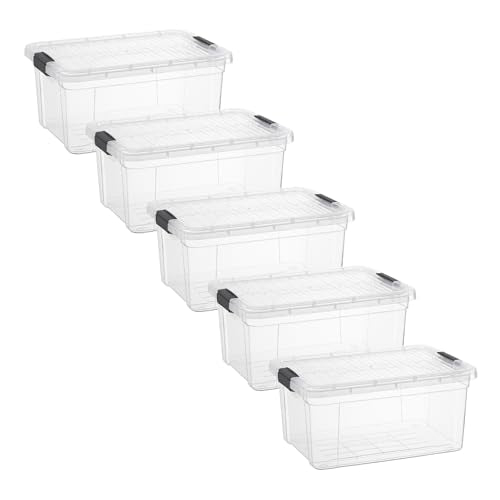 11 Quart Clear Plastic Storage Boxes with Lids (11 Quart)