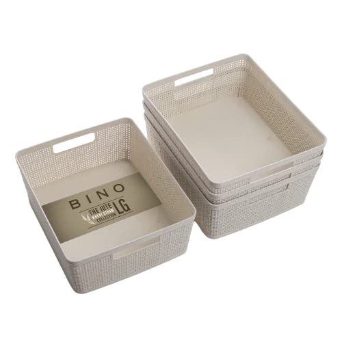 Woven Plastic Basket (Natural / 4PK- M)