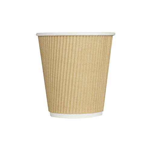 10 oz Ripple Insulated Coffee Cup [500 Count] Disposable Paper Hot Cup (10 OZ / Kraft)