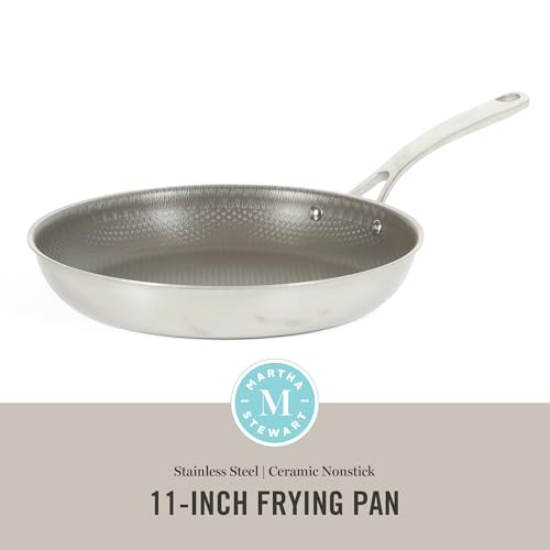 Badgley Hybrid Nonstick 11 Inch TriPly Stainless Steel Large Fry Pan & Stay Cool Handle (Triply Stainless / 11" Fry Pan)