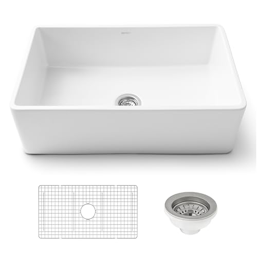 33x20 in White Reversible Fireclay Farmhouse Sink (33 Inch - Single Bowl)