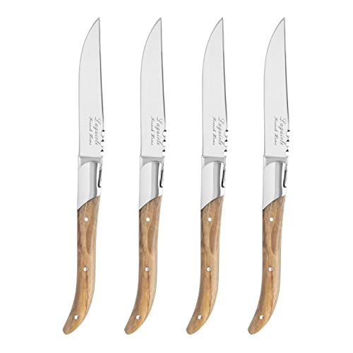 Laguiole Connoisseur Set of 4 Olive Wood Steak Knives (Olive Wood)