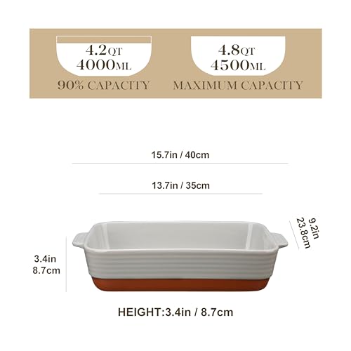 Large 9x13 Ceramic Baking Dish with Handles