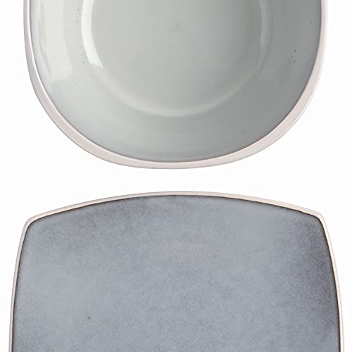 Soho Lounge Square Reactive Glaze Stoneware Dinnerware Set (Service for 4 (16pcs) / Light Grey (Soho Lounge))