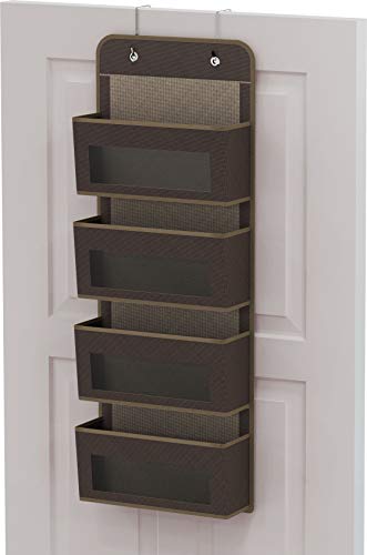 4 Clear Window Pocket Over Door Hanging Organizer (4 Pockets / Brown)