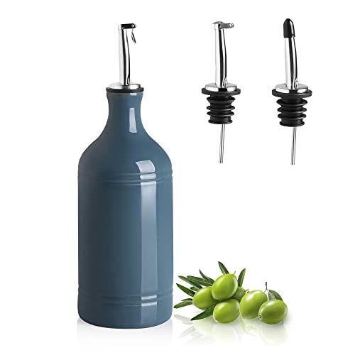 Sweejar Ceramic Olive Oil Dispenser Bottle (15.5 oz, Set of 1 / Fog Blue)