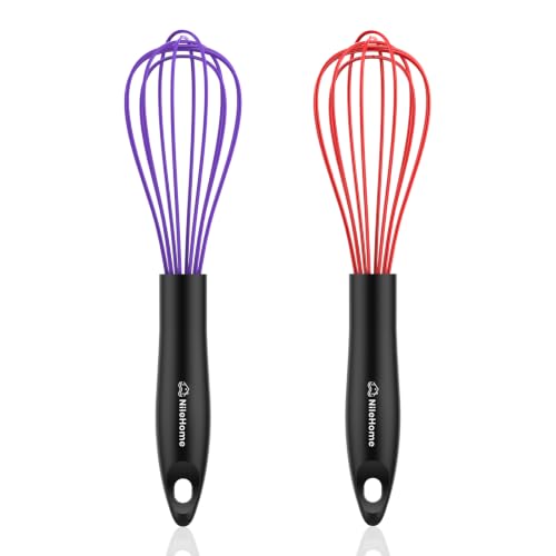 Silicone Whisk Set 10" Kitchen Whisk Purple Red (Purple Red / 2-Pack)
