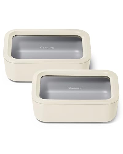 2 Piece Glass Food Storage Set with Lids (Cream / 6.6 Cup Food Storage (2x))