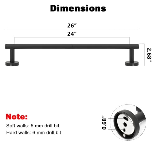Bath Towel Bar (Matte Black / 26 Inch)