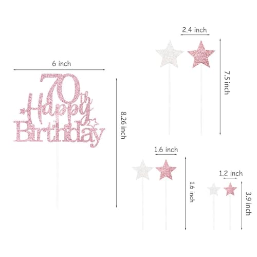 Rose Gold 70th Birthday Cake Topper (7 Count)