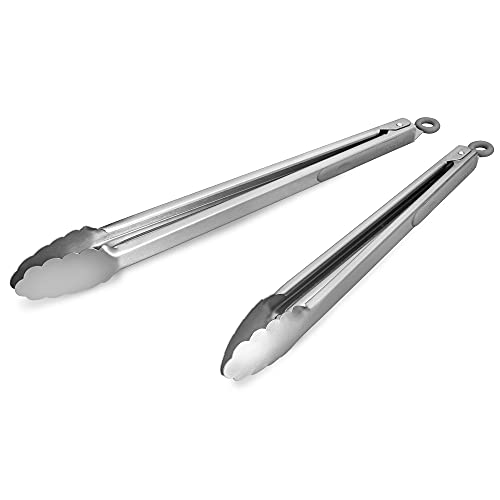304 Stainless Steel Kitchen Cooking Tongs (14" & 16" / Gray)