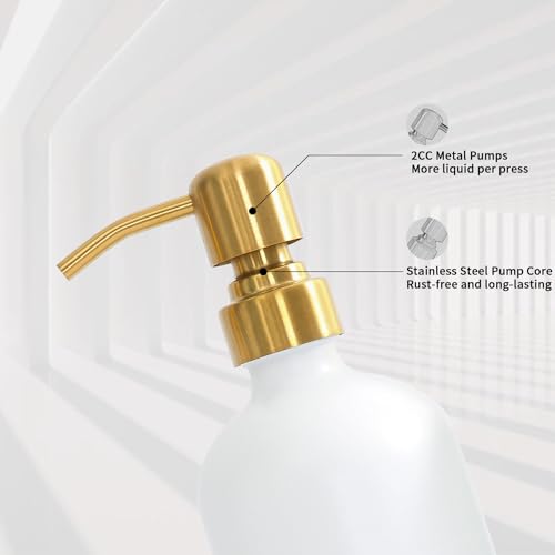 Gold Soap Dispenser Bathroom Set (Gold Pump & White Bottle)