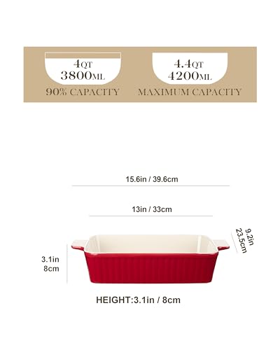 4.4 QT Ceramic Casserole Dishes for Oven