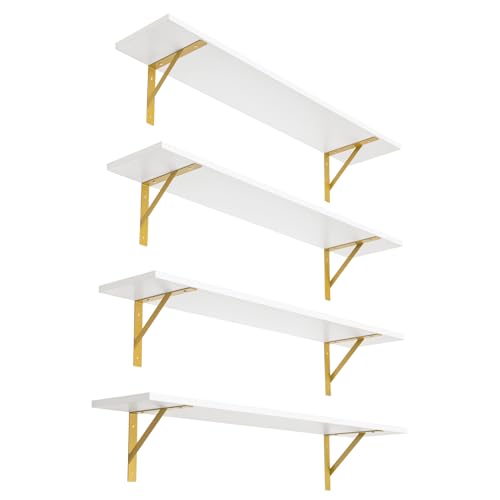 Long Wall Shelves (White and Gold / 31.5 Inch)