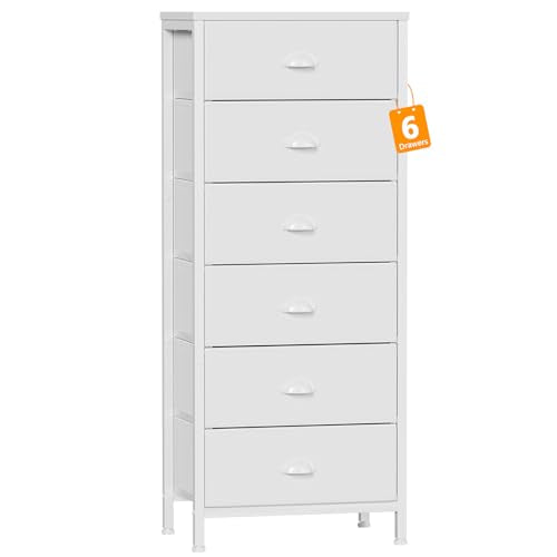 White Dresser for Bedroom (White / 11.5"D x 16"W x 39.6"H (6 Drawers))