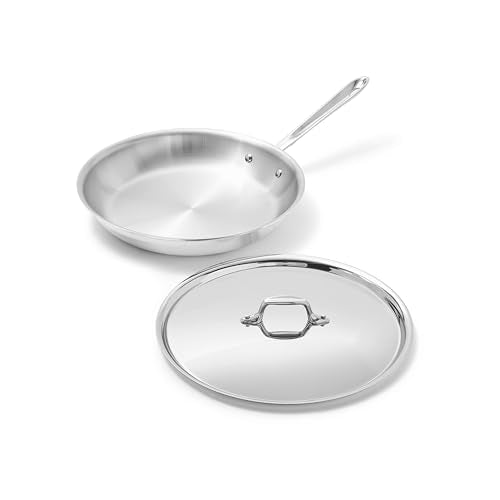 D3® Stainless Steel 12 inch Frying Pan With Lid (12" Stainless Steel pan with lid)