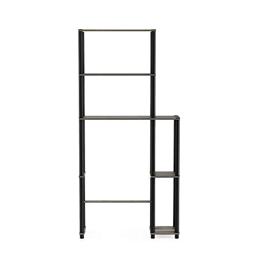 Turn-N-Tube Over The Toilet Storage, 5 Shelves Bathroom Organizer Space Saver Rack, French Oak Grey/Black (French Oak/Black / Side Rack)